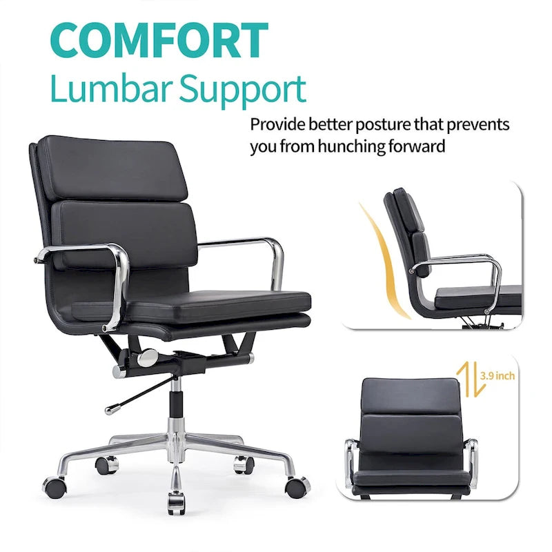 CAROCC Office Chair PU Leather Adjustable ErgoChair with Thickened Cushion - N/A