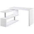 360 Degree Rotating Corner Computer Desk, L Shaped Desk, Home Office Workstation with 3-Tier Storage Shelves, White