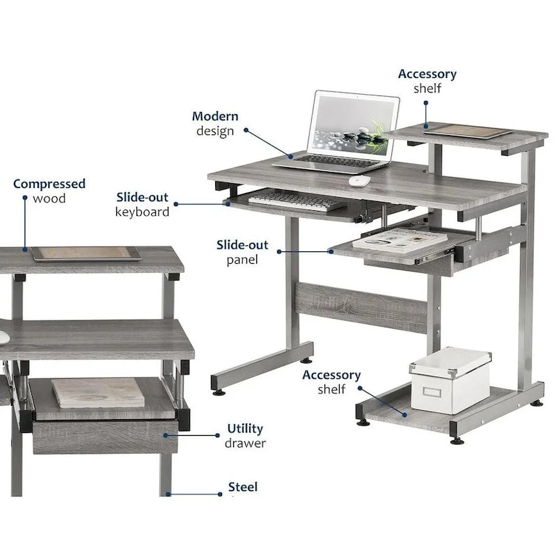 Ergonomically-designed Computer Workstation Desk