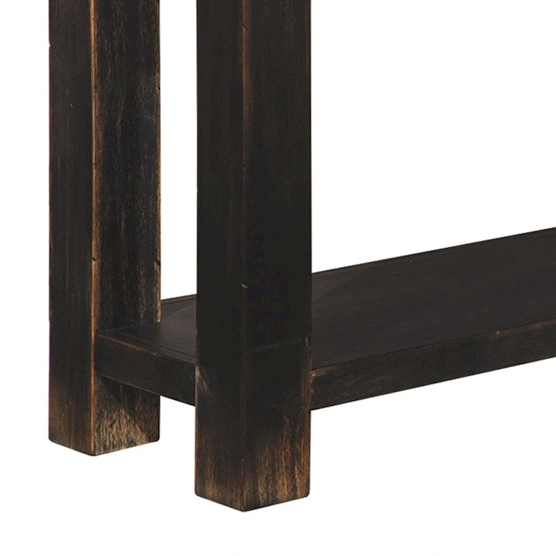Wooden Sofa Table with Four Drawers and One Shelf, Weathered Black