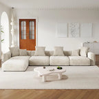 L-Shaped Couch Corduroy Sofa 5-seat Modular Large Sectional Couch with Ottoman for Living Room