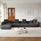 L-Shaped Couch Corduroy Sofa 5-seat Modular Large Sectional Couch with Ottoman for Living Room