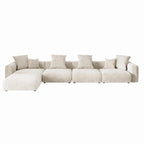 L-Shaped Couch Corduroy Sofa 5-seat Modular Large Sectional Couch with Ottoman for Living Room