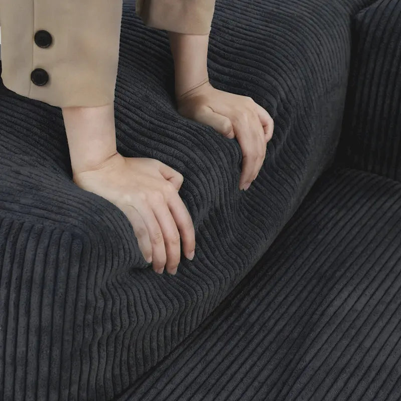 L-Shaped Couch Corduroy Sofa 5-seat Modular Large Sectional Couch with Ottoman for Living Room