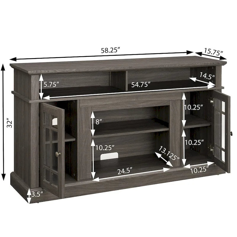 58 Wood TV Stand with Storage Space and Cable Management Cutouts