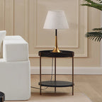 Set of 2 Modern 2 Tier Round Nesting Storage Coffee Table Set for Living Room