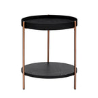 Set of 2 Modern 2 Tier Round Nesting Storage Coffee Table Set for Living Room