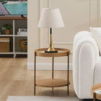 Set of 2 Modern 2 Tier Round Nesting Storage Coffee Table Set for Living Room
