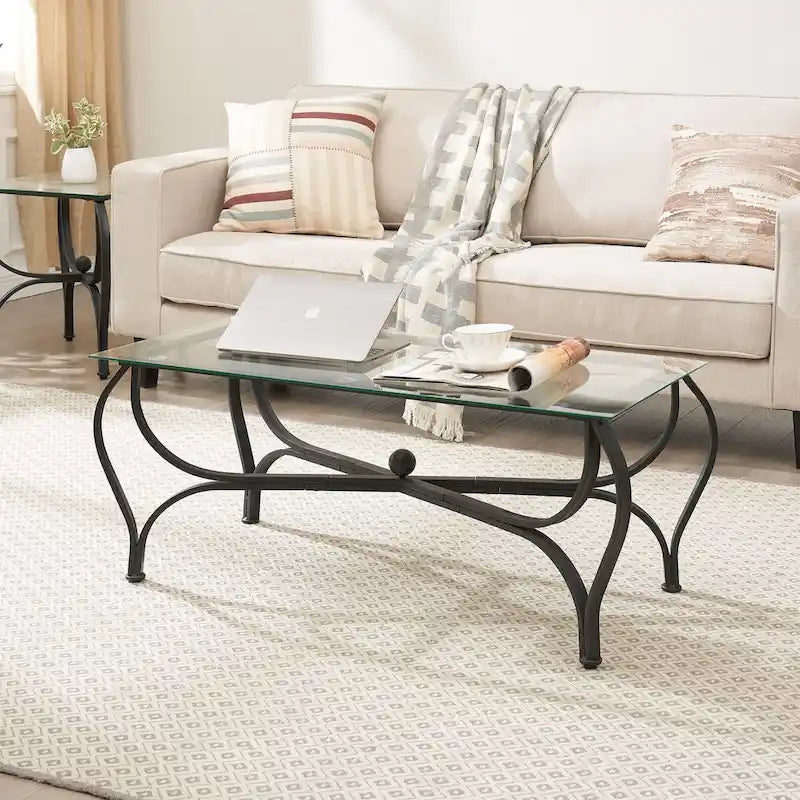 Tempered Glass Surface 3-Piece Coffee Table Set