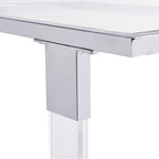 Grondin Modern Contemporary C-Shaped Side Table Snack Table with Tempered Glass, Steel and Acrylic Frame, Lockable Casters