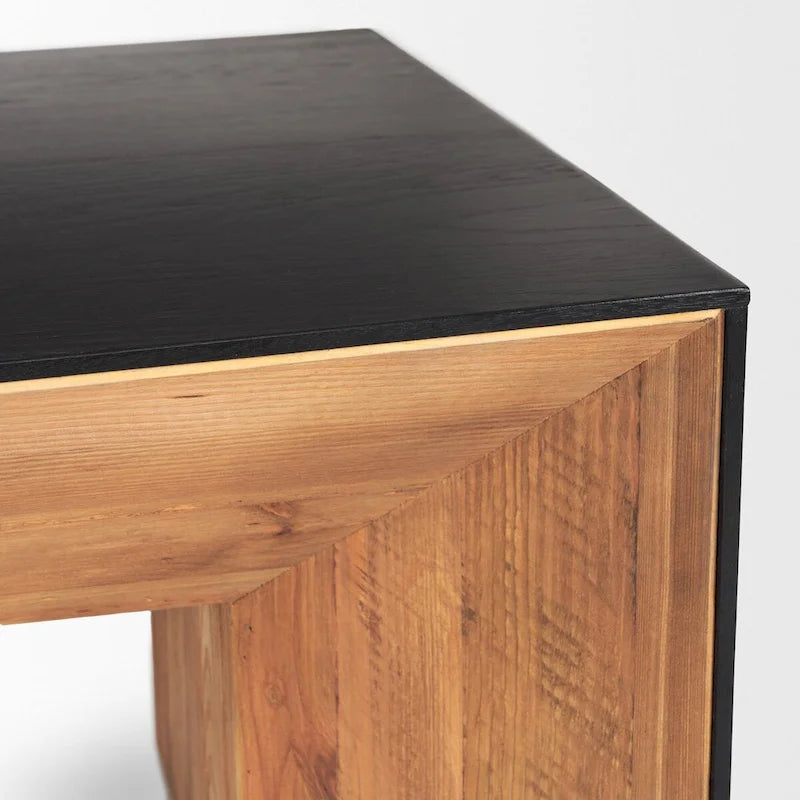 Tabor Natural Wood w/ Black Oak Waterfall Coffee Table - 53.0L x 30.0W x 18.0H