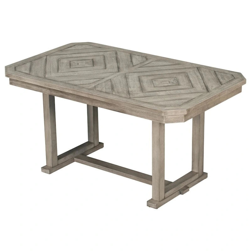 6-Piece Rubber Wood Dining Table Set with Beautiful Wood Grain Pattern Tabletop