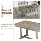 6-Piece Rubber Wood Dining Table Set with Beautiful Wood Grain Pattern Tabletop