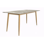 Zayle Dining Table with a 71 Rectangular Top and Gold Steel Base