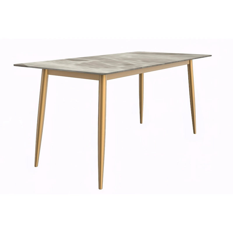 Zayle Dining Table with a 71 Rectangular Top and Gold Steel Base