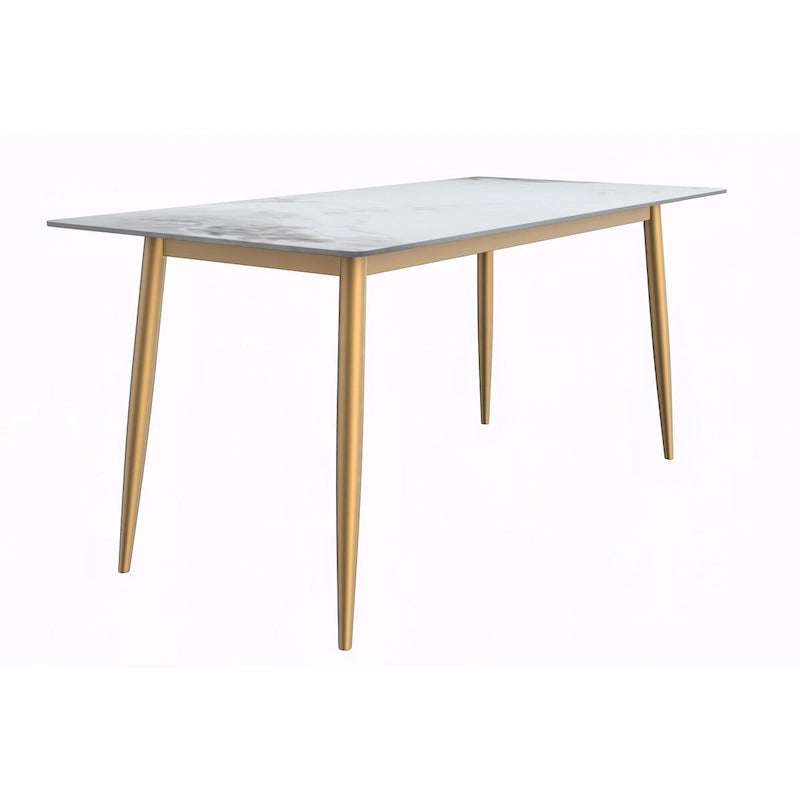 Zayle Dining Table with a 71 Rectangular Top and Gold Steel Base