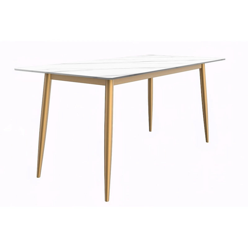 Zayle Dining Table with a 71 Rectangular Top and Gold Steel Base