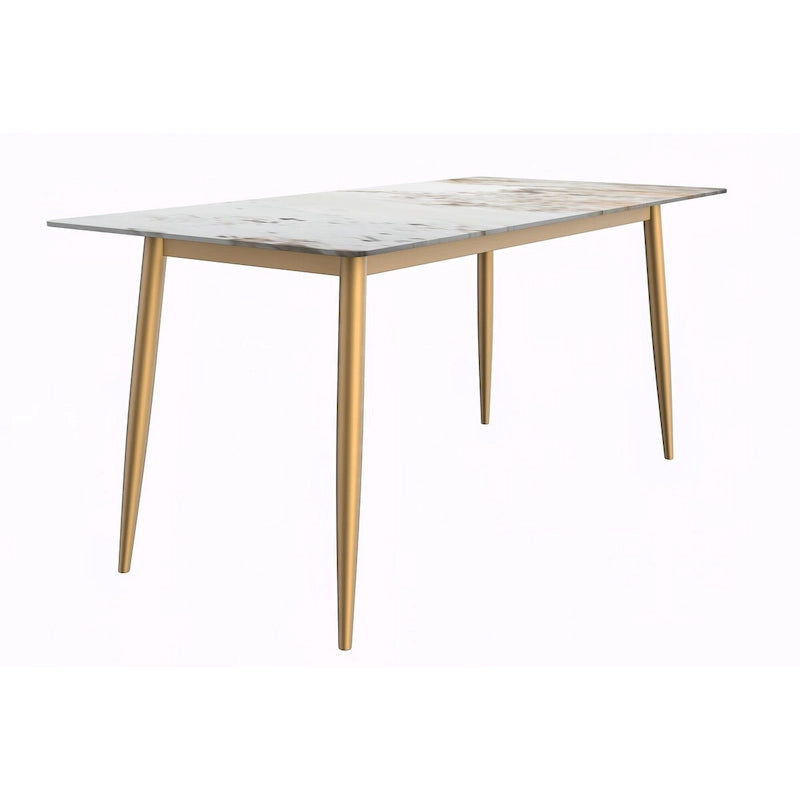 Zayle Dining Table with a 71 Rectangular Top and Gold Steel Base