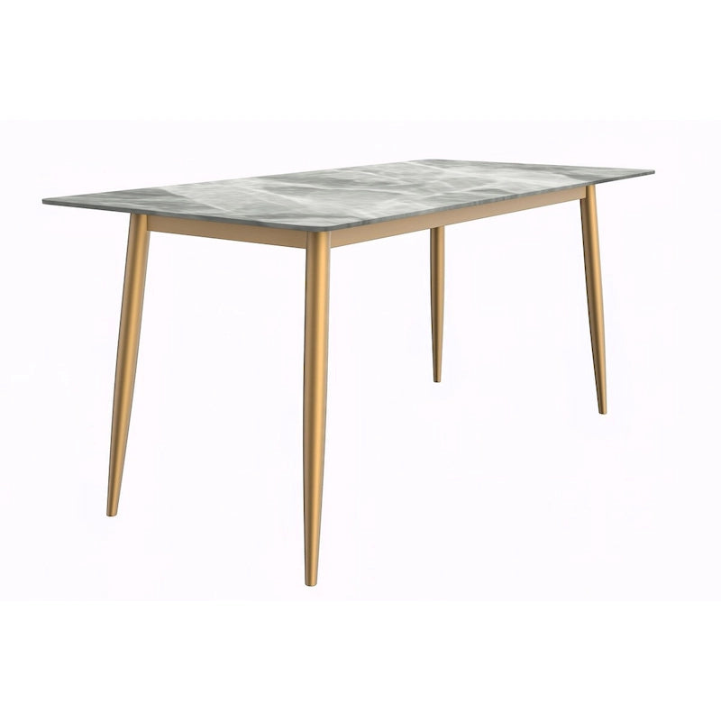 Zayle Dining Table with a 71 Rectangular Top and Gold Steel Base