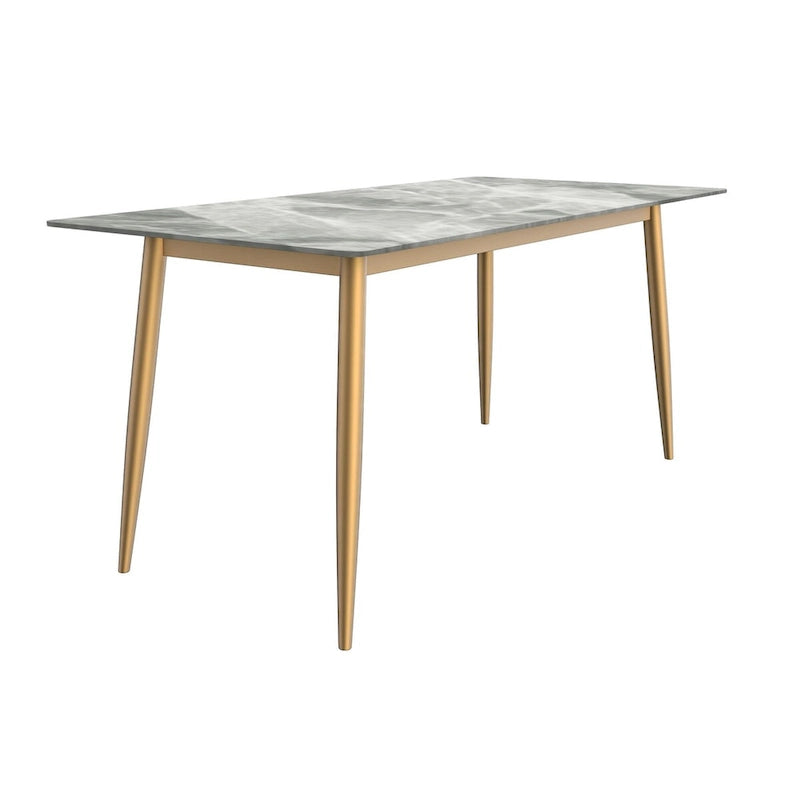 Zayle Dining Table with a 71 Rectangular Top and Gold Steel Base