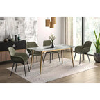Zayle Dining Table with a 71 Rectangular Top and Gold Steel Base