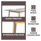 Zayle Dining Table with a 71 Rectangular Top and Gold Steel Base