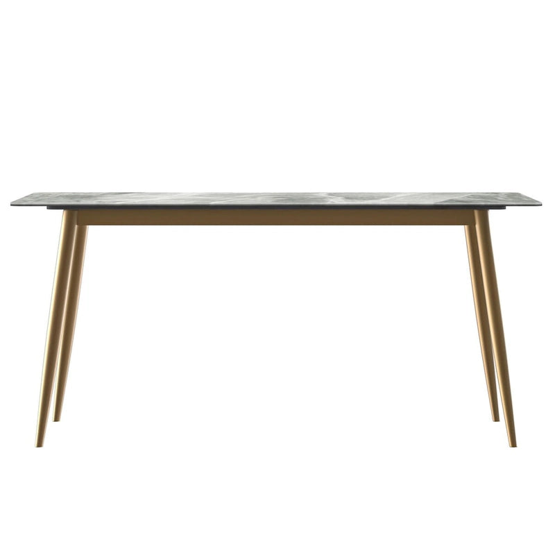Zayle Dining Table with a 71 Rectangular Top and Gold Steel Base