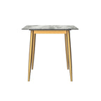 Zayle Dining Table with a 71 Rectangular Top and Gold Steel Base