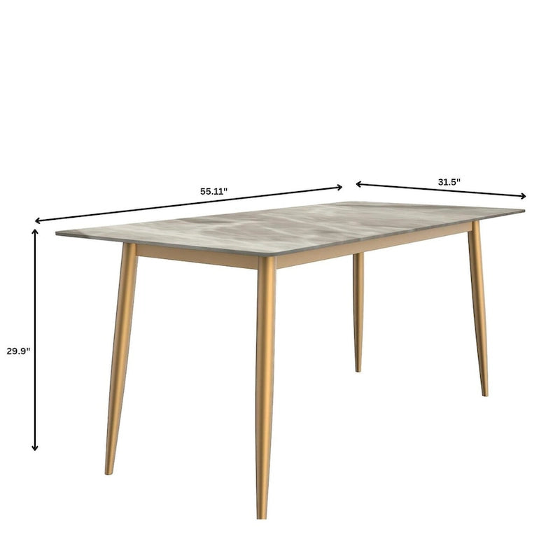 Zayle Dining Table with a 71 Rectangular Top and Gold Steel Base