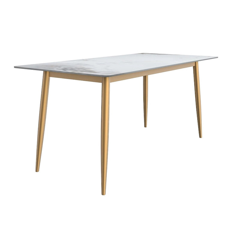 Zayle Dining Table with a 71 Rectangular Top and Gold Steel Base