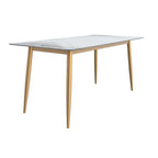 Zayle Dining Table with a 71 Rectangular Top and Gold Steel Base