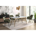 Zayle Dining Table with a 71 Rectangular Top and Gold Steel Base