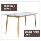 Zayle Dining Table with a 71 Rectangular Top and Gold Steel Base
