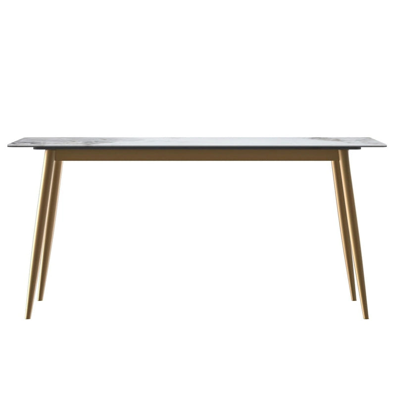Zayle Dining Table with a 71 Rectangular Top and Gold Steel Base