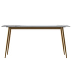 Zayle Dining Table with a 71 Rectangular Top and Gold Steel Base