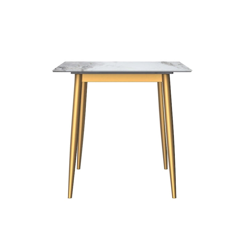 Zayle Dining Table with a 71 Rectangular Top and Gold Steel Base