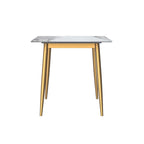 Zayle Dining Table with a 71 Rectangular Top and Gold Steel Base