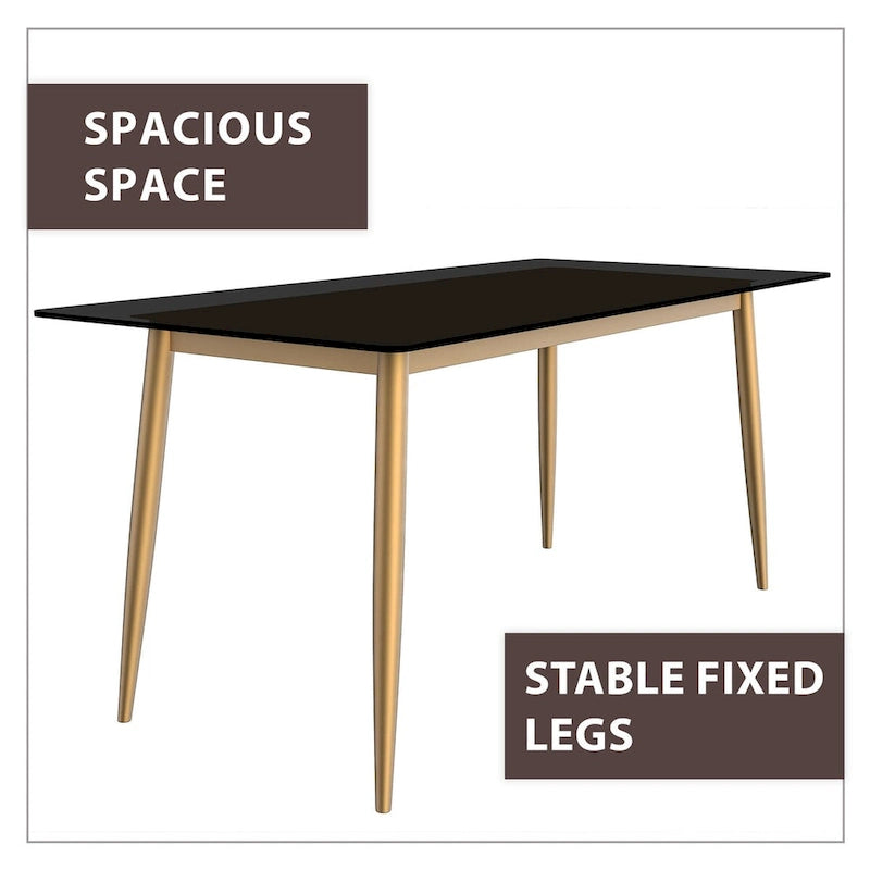 Zayle Dining Table with a 71 Rectangular Top and Gold Steel Base