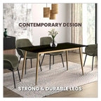 Zayle Dining Table with a 71 Rectangular Top and Gold Steel Base