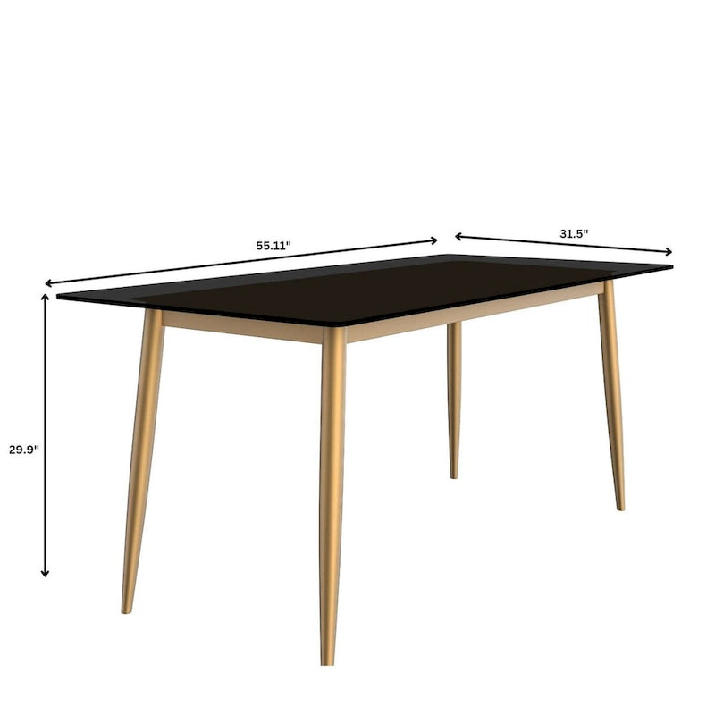 Zayle Dining Table with a 71 Rectangular Top and Gold Steel Base