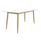 Zayle Dining Table with a 71 Rectangular Top and Gold Steel Base