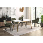 Zayle Dining Table with a 71 Rectangular Top and Gold Steel Base