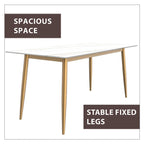 Zayle Dining Table with a 71 Rectangular Top and Gold Steel Base