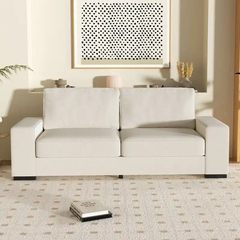 Mixoy Modern Loveseat Couch,87 Velvet Sofa Couch, 3 Seater Loveseat with Extra Deep Seats,Upholstered Sofa with Square Armrest