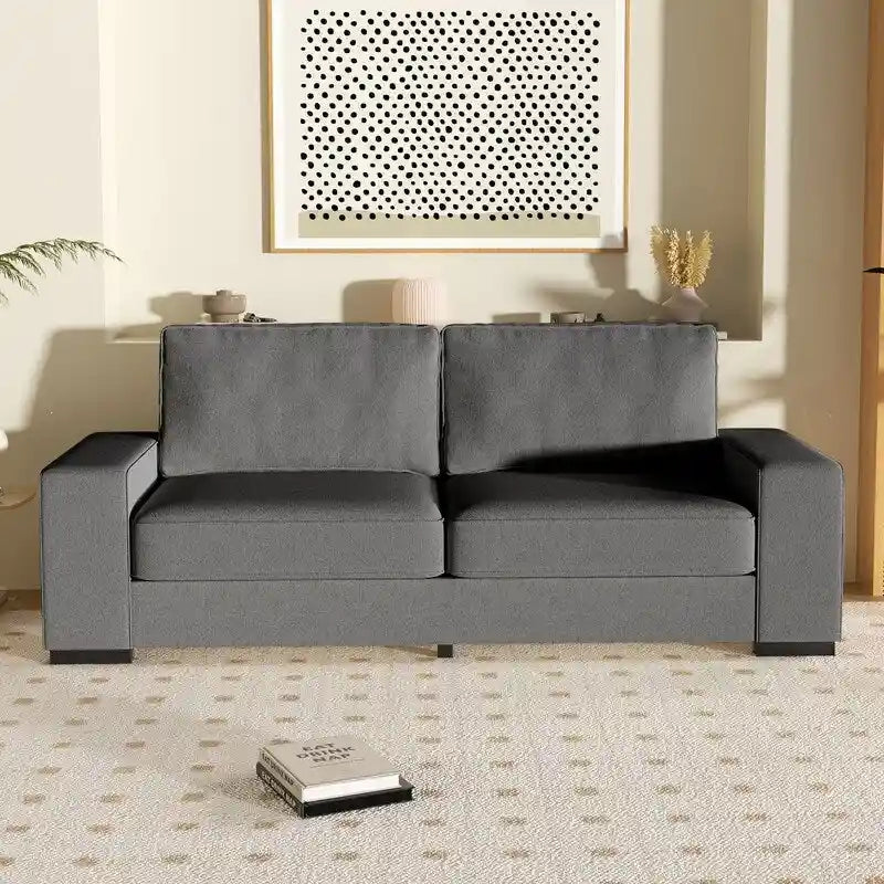 Mixoy Modern Loveseat Couch,87 Velvet Sofa Couch, 3 Seater Loveseat with Extra Deep Seats,Upholstered Sofa with Square Armrest