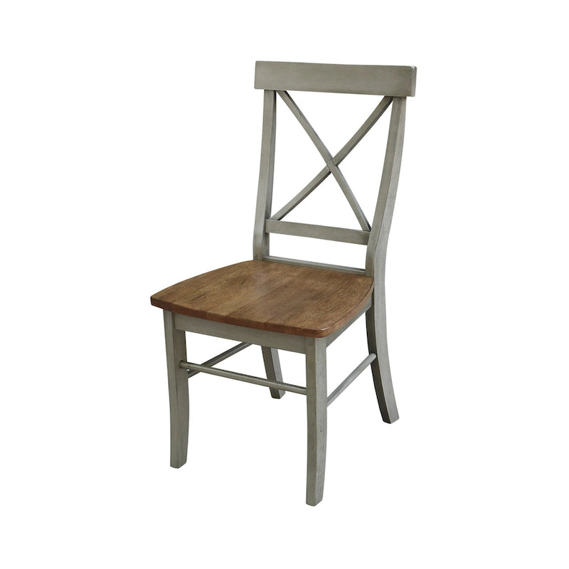 36 Round Extension Dining Table With 2 X-Back Chairs - Set of 3 Pieces
