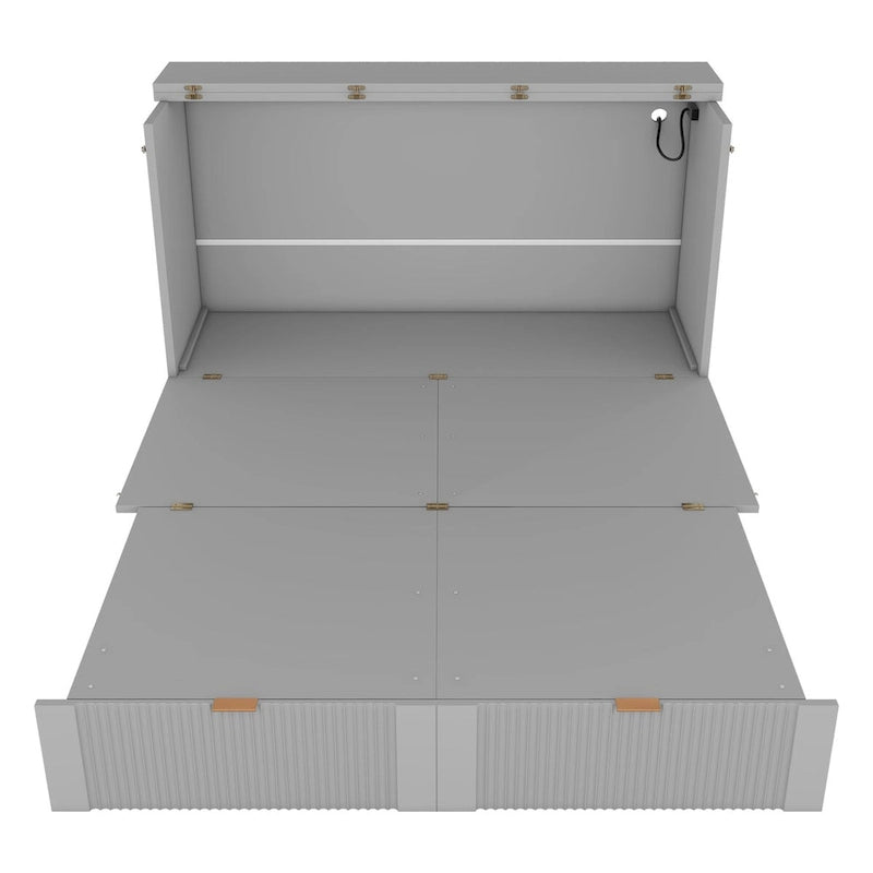 Nestfair Full Size Murphy Bed Wall Bed with drawer and a set of Sockets & USB Ports