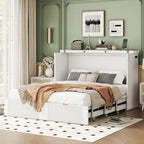 Nestfair Full Size Murphy Bed Wall Bed with drawer and a set of Sockets & USB Ports