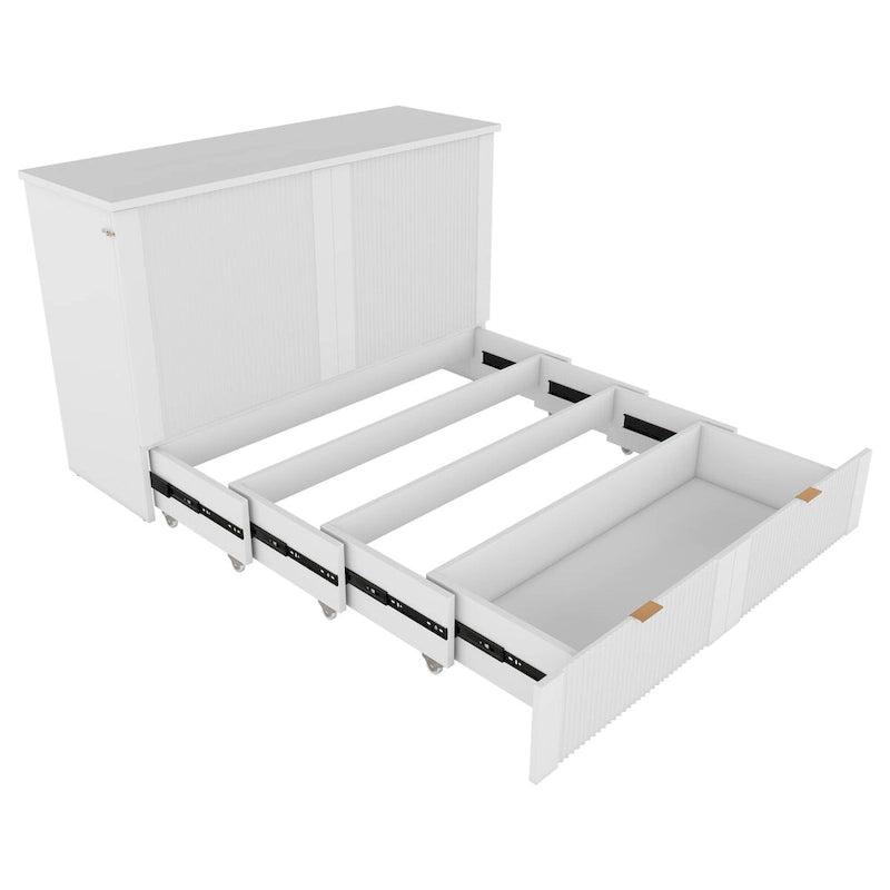 Nestfair Full Size Murphy Bed Wall Bed with drawer and a set of Sockets & USB Ports
