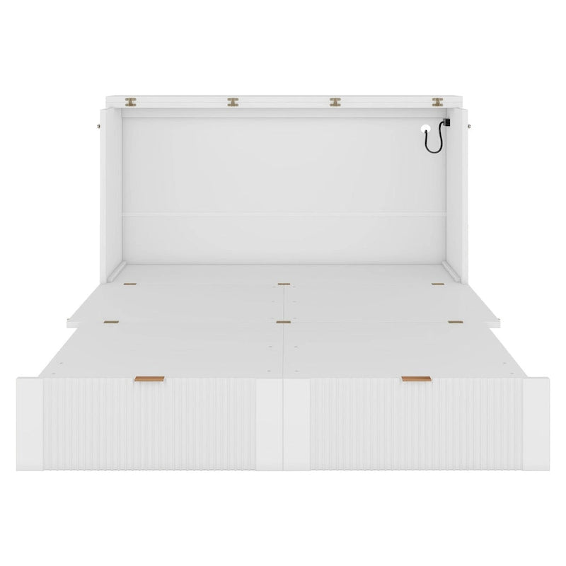 Nestfair Full Size Murphy Bed Wall Bed with drawer and a set of Sockets & USB Ports